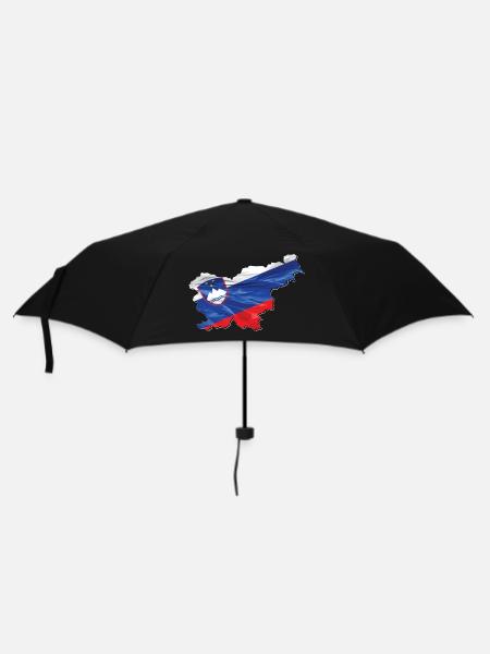 Slowenien Flagge in der Slowenien Landkarte - Regenschirm (klein) - Schwarz