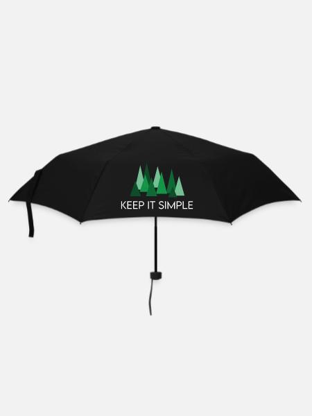 Keep it Simple Wald Camping Spruch - Regenschirm (klein) - Schwarz