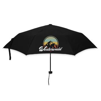 Westerwald vintage retro Berg Motiv - Regenschirm (klein) - Schwarz - Vorne