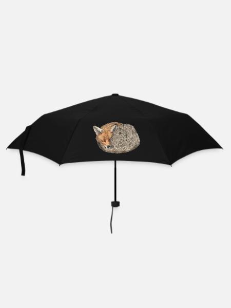 schlafender zusammengerollter Rot Fuchs - Regenschirm (klein) - Schwarz