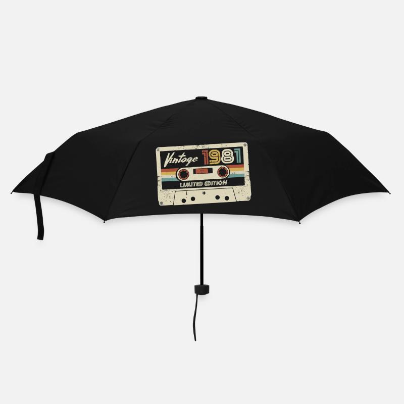 Vintage 1981 Retro Kassette 40. Geburtstag - Regenschirm (klein) - Schwarz