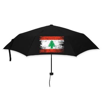 Libanon Flagge Grunge - Regenschirm (klein) - Schwarz - Vorne