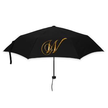 Goldener Buchstabe W im Vintage Design - Regenschirm (klein) - Schwarz - Vorne