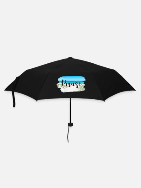 Pause Küste Sprüche Sommer Sonne Meer - Regenschirm (klein) - Schwarz