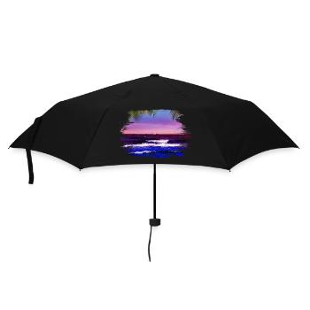 coucher de soleil sur la mer sous les palmiers - Parapluie standard - noir - Devant