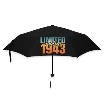 80th birthday Born 1943. 80 years - Umbrella (small) - black - Front