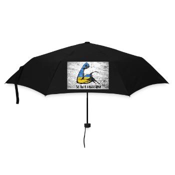 Slava Ukraini Schriftzug Motto Ukraine Muskeln spielen - Regenschirm (klein) - Schwarz - Vorne