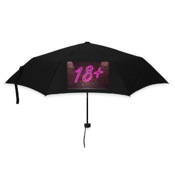 Neon age restrictions 18 + lettering on Brick Wall - Umbrella (small) - black - Front