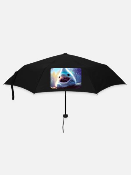 Furry Shark - Regenschirm (klein) - Schwarz