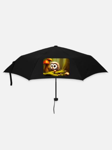 Forest with owl - Umbrella (small) - black