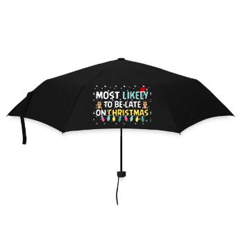 Most Likely To be Late on Christmas Reindeer Ornam - Umbrella (small) - black - Front