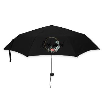 Bridesmaid Schriftzug für Brautjungfern - Regenschirm (klein) - Schwarz - Vorne