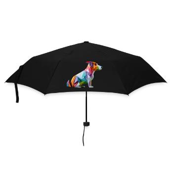 Moderne Farbenfrohe Origami Hund Corgi - Regenschirm (klein) - Schwarz - Vorne