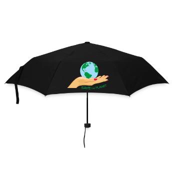 Rette den Planeten. Globus in der Hand - Regenschirm (klein) - Schwarz - Vorne