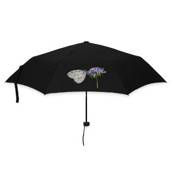 Papillon Fleur Arbre Blanc Entomologiste - Parapluie standard - noir - Devant