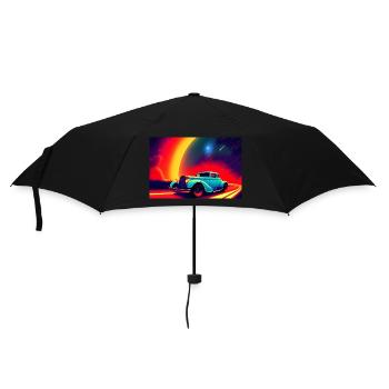 Hot Rod im Sonnenuntergang - Regenschirm (klein) - Schwarz - Vorne