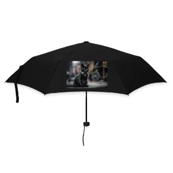 Cat Black 9 - Regenschirm (klein) - Schwarz - Vorne