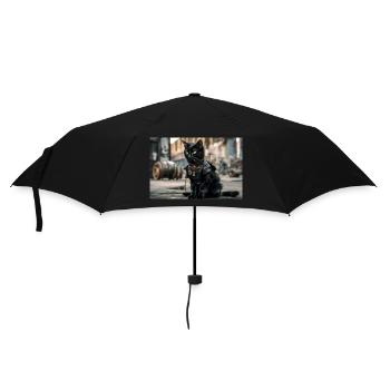 Cat Black 5 - Regenschirm (klein) - Schwarz - Vorne