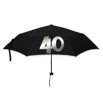geschenk, 40 metallisch - Regenschirm (klein) - Schwarz - Vorne