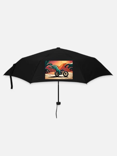 Dino aufm Bike - Regenschirm (klein) - Schwarz