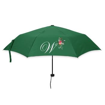 Lettre w fleuris - Parapluie standard - vert bouteille - Devant