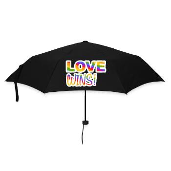 LOVE WINS PRIDE LGBTQ+ - Regenschirm (klein) - Schwarz - Vorne
