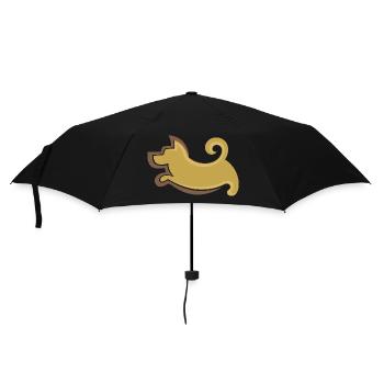 Hund - Regenschirm (klein) - Schwarz - Vorne