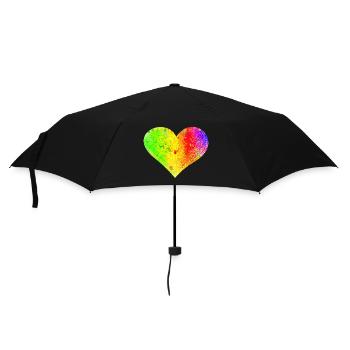 Regenbogen Herz - Regenschirm (klein) - Schwarz - Vorne