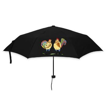 Poule et coq - Parapluie standard - noir - Devant