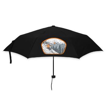 funny cool ski - Regenschirm (klein) - Schwarz - Vorne