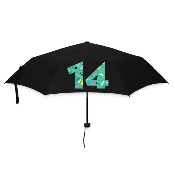 Personalisierte 14 Jubiläumsnummer - Regenschirm (klein) - Schwarz - Vorne