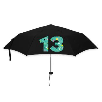 Personalisierte Nummer zum 13-jährigen Jubiläum - Regenschirm (klein) - Schwarz - Vorne