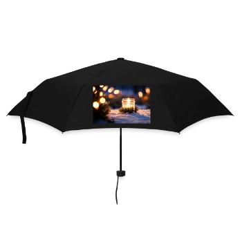Bougie de verre dans la neige - Parapluie standard - noir - Devant