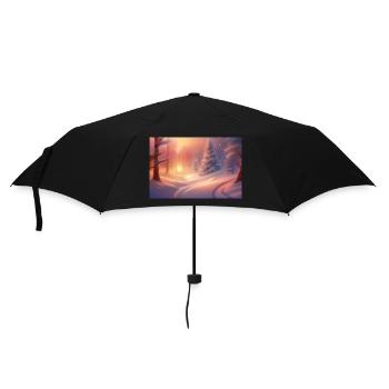 Promesse de Noël dans la forêt d’hiver - Parapluie standard - noir - Devant