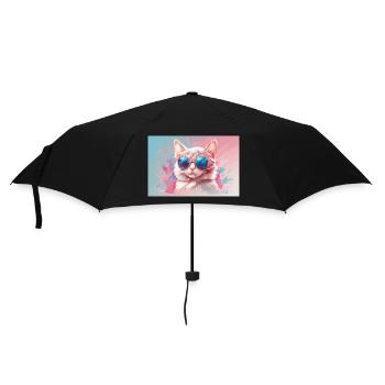 Pink Cat - Umbrella (small) - black - Front