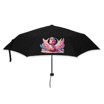 Niedlicher Drache, bunt, Fantasy, Kind, Geschenk - Regenschirm (klein) - Schwarz - Vorne