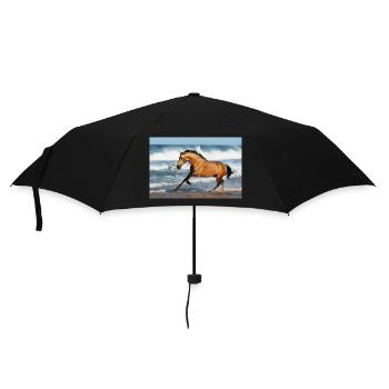 Pferde - Regenschirm (klein) - Schwarz - Vorne