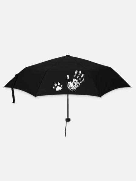 Footprint Human and Paw - Animal Lover - Umbrella (small) - black