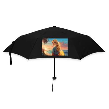 Surfer-Girl - Regenschirm (klein) - Schwarz - Vorne