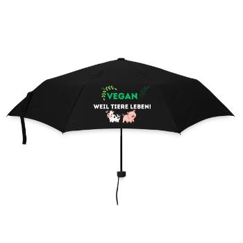 VEGAN WEIL TIERE LEBEN! - Regenschirm (klein) - Schwarz - Vorne