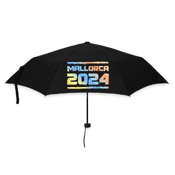 Mallorca 2024 Bunt - Regenschirm (klein) - Schwarz - Vorne