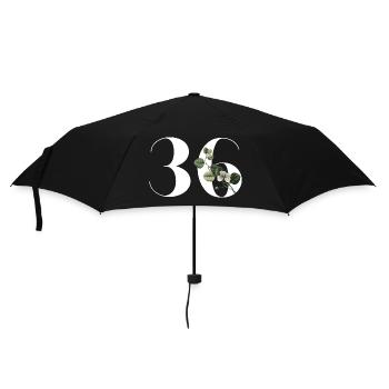 Nummer 36 Blumengrün - 36. Blumengeburtstag - Regenschirm (klein) - Schwarz - Vorne