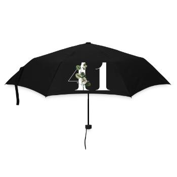 Number 41 Floral Green - 41st Floral Birthday - Umbrella (small) - black - Front