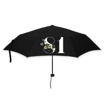 Nummer 81 Blumengrün - 81. Blumengeburtstag - Regenschirm (klein) - Schwarz - Vorne