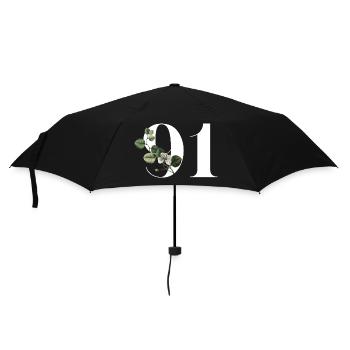 Nummer 91 Blumengrün - 91. Blumengeburtstag - Regenschirm (klein) - Schwarz - Vorne