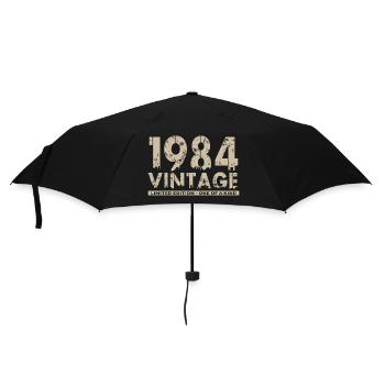 Jahrgang 1984 Bursdag - Unikat - Regenschirm (klein) - Schwarz - Vorne