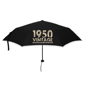 Jahrgang 1950er Bursdag - Unikat - Regenschirm (klein) - Schwarz - Vorne