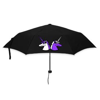 2 Coole DJ Einhörner Zwei Team Party Club Musik - Regenschirm (klein) - Schwarz - Vorne