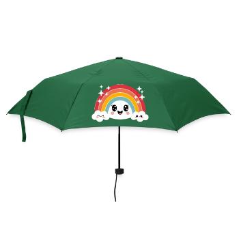 Kawaii Niedlicher Regenbogen - Regenschirm (klein) - Flaschengrün - Vorne