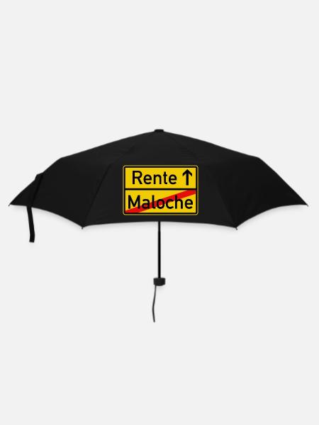 Gelbes Ortsschild Von der Maloche in die Rente - Regenschirm (klein) - Schwarz